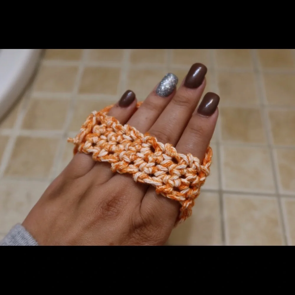 Set of 10 100% Cotton crocheted Soft & Reusable Spa Facial Pads orange/white